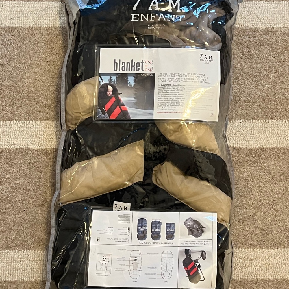7 A.M. Enfant Black and Tan stroller Blanket uppa baby NEW condition